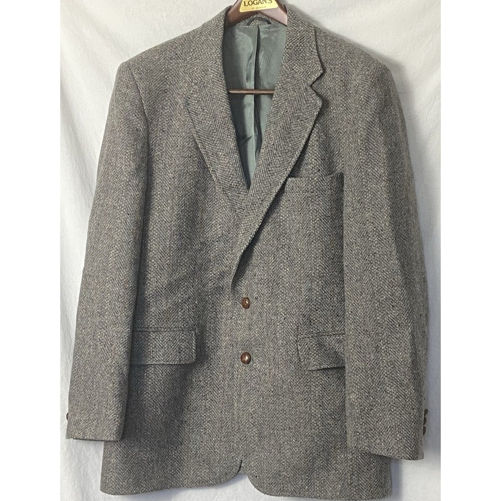 Vintage Levi Strauss Jacket Mens 42R Grey Wool Tweed Sport Coat Blazer 80s